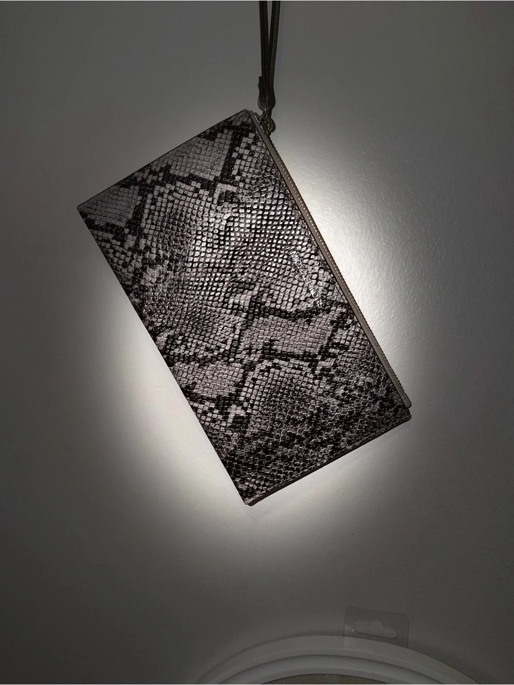 Michael Kors Black and Gray Snake-Print Wristlet Clutch
